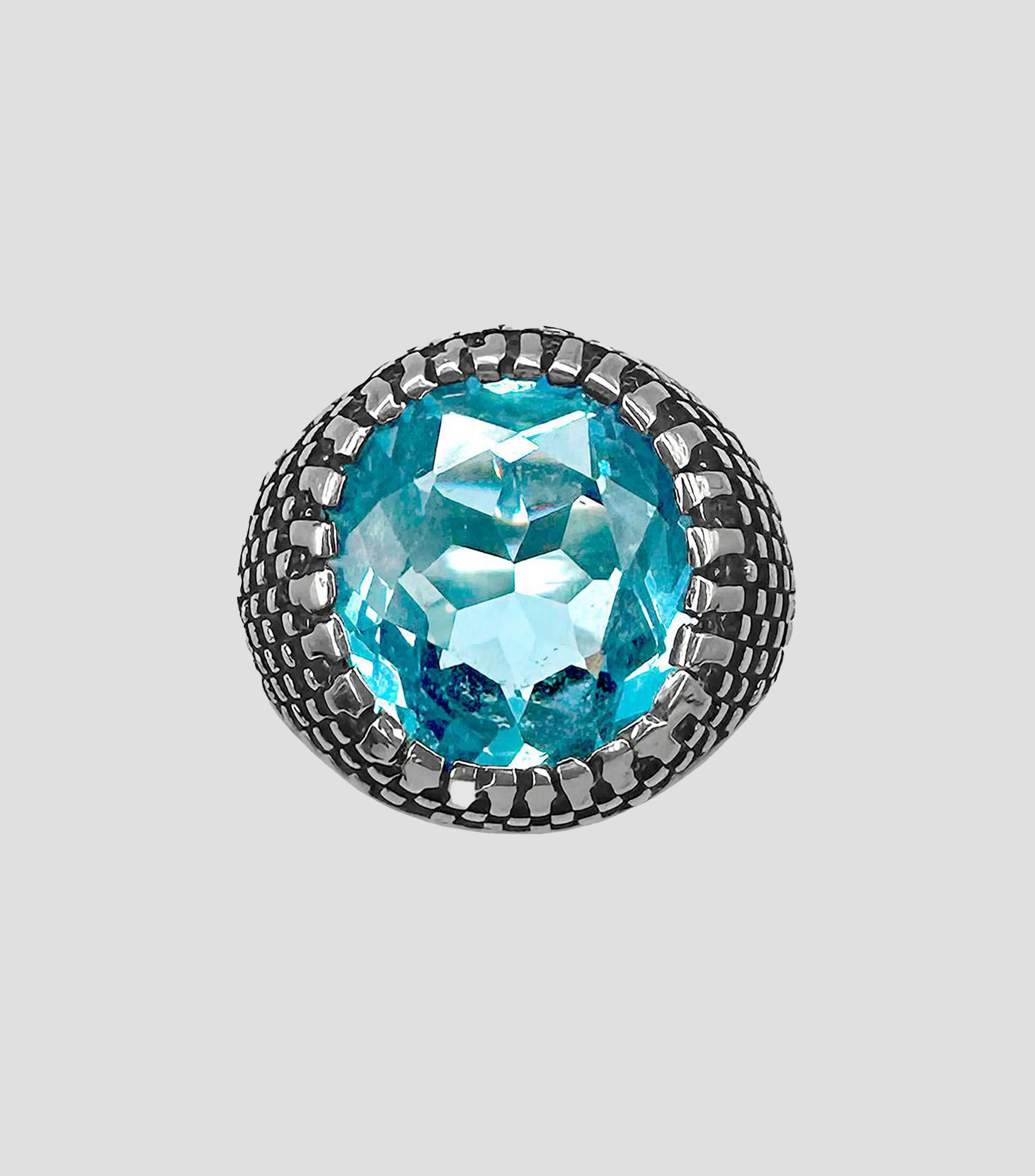 Anillo en plata esterlina Castillo con aguamarina Unisex